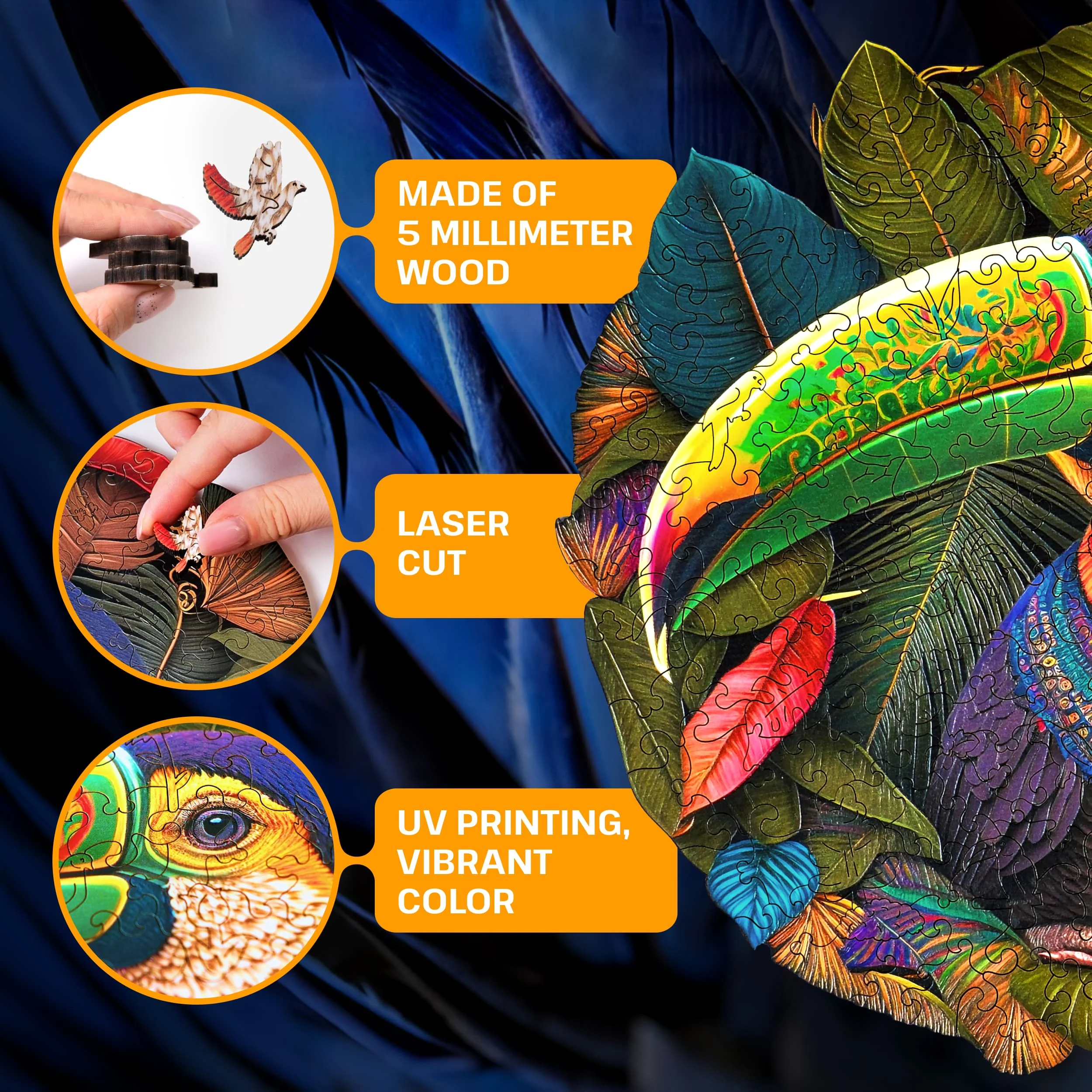 Escape Welt - Wooden Jigsaw puzzles - Toucan 200 Piece Jigsaw - Image 4